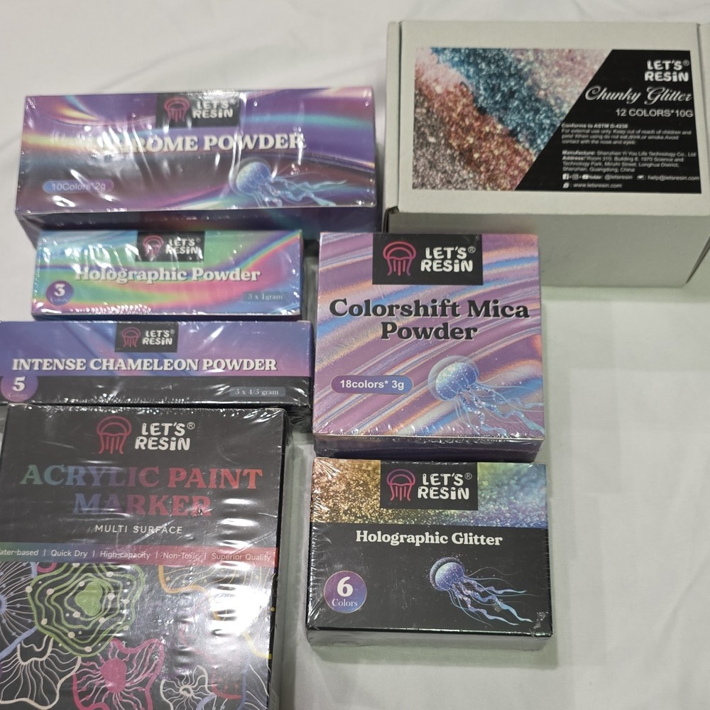 LET’S RESIN Multicolor Chameleon Powder, Holographic Glitter, Mica Powder Set