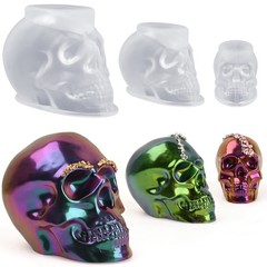 Actvty Skull Resin Mold, Set of Large, Medium, Small Silicone Transparent