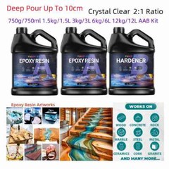 Clear Epoxy Resin 24oz/48oz 3kg 6kg 12kg/3 Gallons Kit – DEEP POUR 2A:1B 2″-4″
