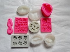 Lot of 10 Assorted Silicone Resin Molds Lips Roses Bows Butterfly Floral