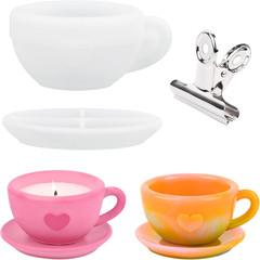Molde resina taza cafe y vela silicona para arte epoxi decoracion joyeria DIY