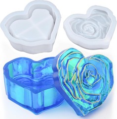 Heart Jar Resin Mold with Rose Lid Epoxy Resin Storage Box Casting Molds DIY …