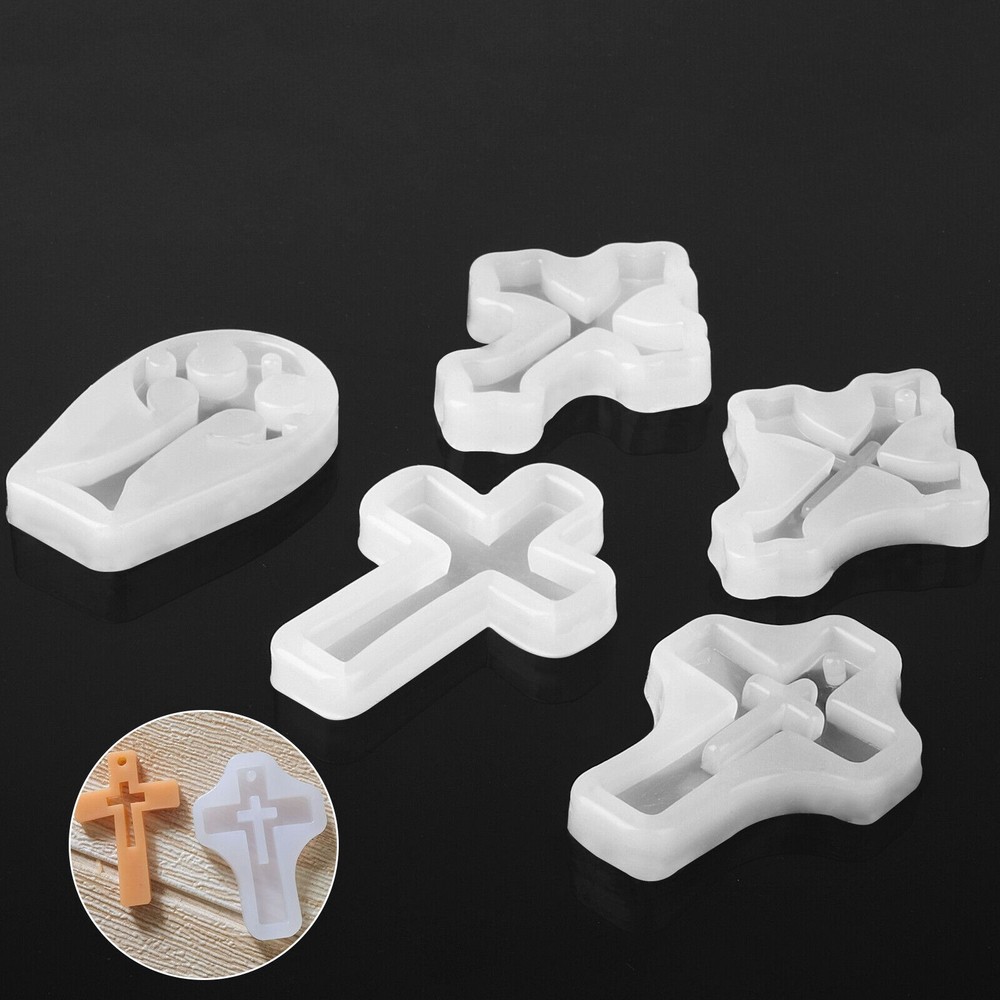 NEW 5 IN 1 DIY Silicone Cross Resin Mold Jewelry Epoxy Making Casting Mould Tool