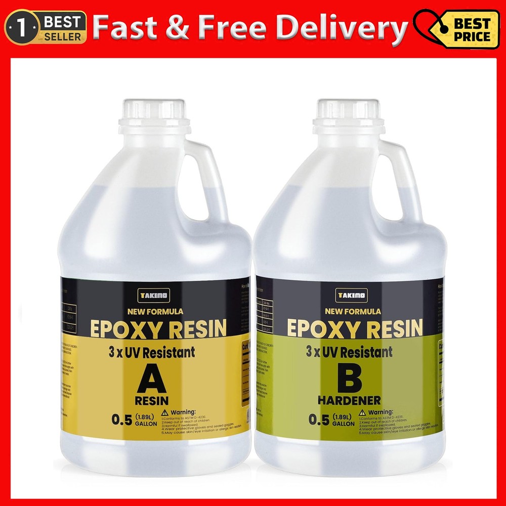1 Gallon 3×UV Resistant Resin Kit,No Bubble & Crystal Clear Epoxy Resin for C…