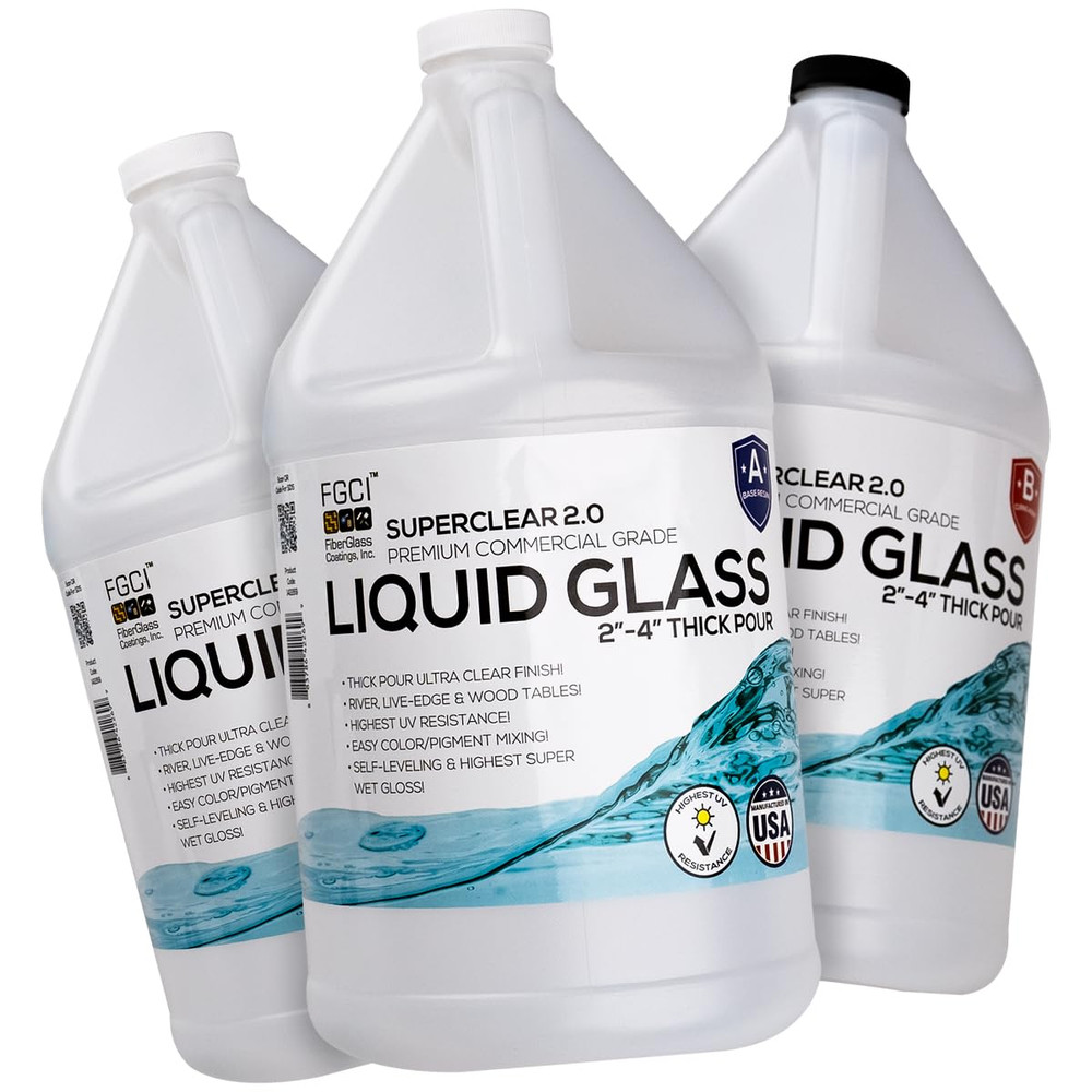 Superclear Liquid Glass Deep Pour Epoxy Resin 3 Gallons Kit, 2-4 Inch Clear Cast
