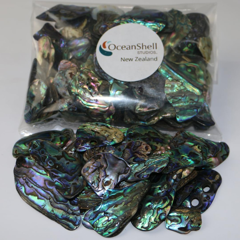 Abalone (Pāua) Shell Pieces-7.05Oz Pack-For Crafts, Jewelry Making, Resin Art, I