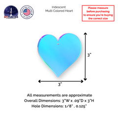 Heart Shaped Iridescent 3″ Acrylic Tile with Hole for Crafts and Party Decor