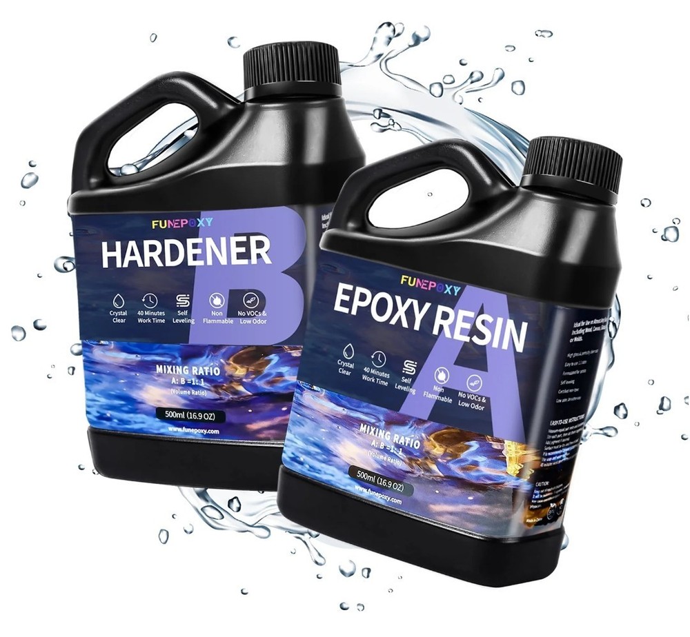 Funepoxy Hardener/Epoxy Resin Kit 70 Oz Clear Self Leveling High Gloss Artists