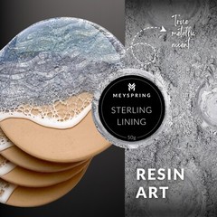 MEYSPRING Sterling Lining True Metallic Pigment Powder for Epoxy Resin – 50g Jar