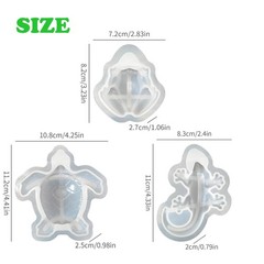 3PCS 3D Lifelike Animal Resin Molds – Turtle, Frog, Lizard Silicone Molds for Ep