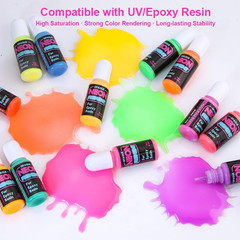 Neon Pigment for Epoxy Resin, 12 Colors Opaque UV Reactive Fluorescent Liquid Re