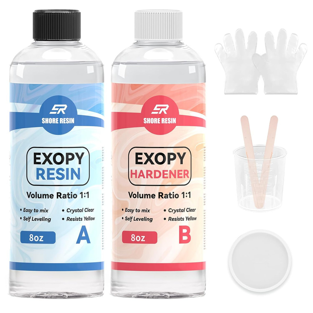 Epoxy Resin Kit, Crystal Clear 1:1 Self-Leveling Resin System with High Gloss Fi