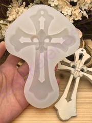 Cross with Fleur de Lis, handmade silicone mold for crafts