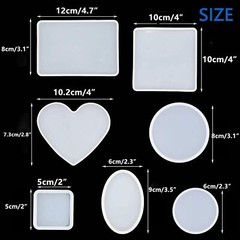 18pcs DIY Epoxy Resin Casting Silicone Tray Coaster Molds Mould Jewelry Making