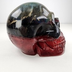 Handmade Multicolor Gold Dusted Epoxy Skull Red & Green