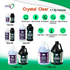 IVITA 1 Gallon Kit Epoxy Resin -Self Leveling,Easy Mixing,Crafts,Coatings,Clear