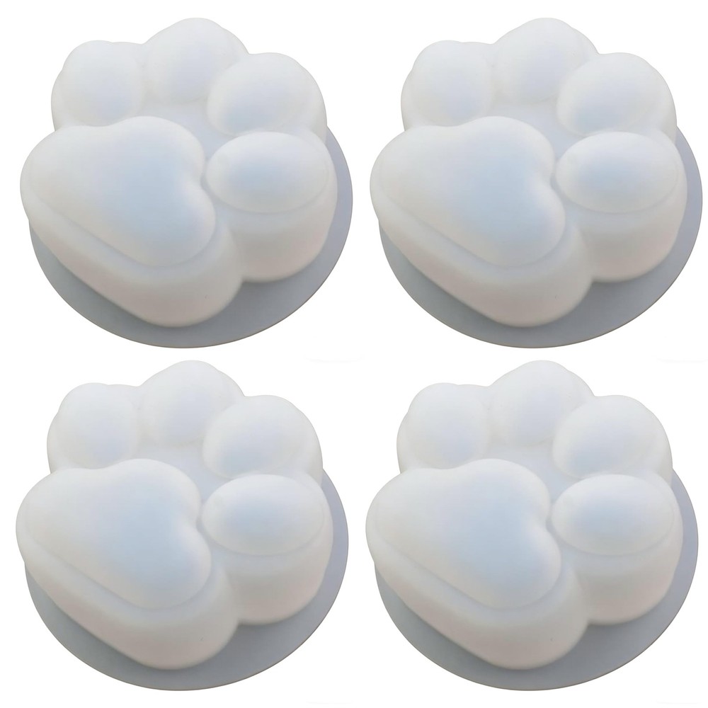 YANGYIXIN Cat Paw Silicone Molds, 4-Pack, 2.5″x2.5″x1.5″ taba Squishy molds& …