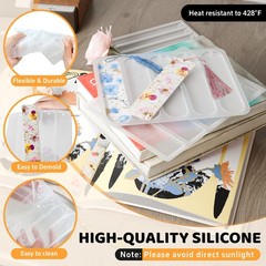 Set of 3 Silicone Rectangle Bookmark Molds with 20 Tassels for Resin DIY