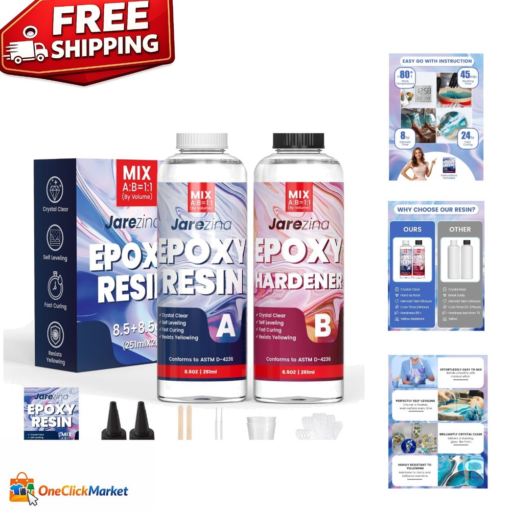 Professional 17oz Epoxy Resin – High Gloss, Self-Leveling, Non-Yellowing Finish