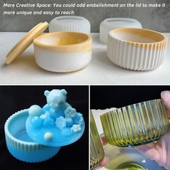 2Pcs Large Jar Resin Mold with Lid Silicone Resin Box Mold Cylinder Container…