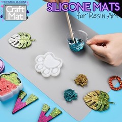 LEOBRO Silicone Mats for Crafts, 2 Pcs 11.69″ x 8.26″ Silicone Mats for Resin,