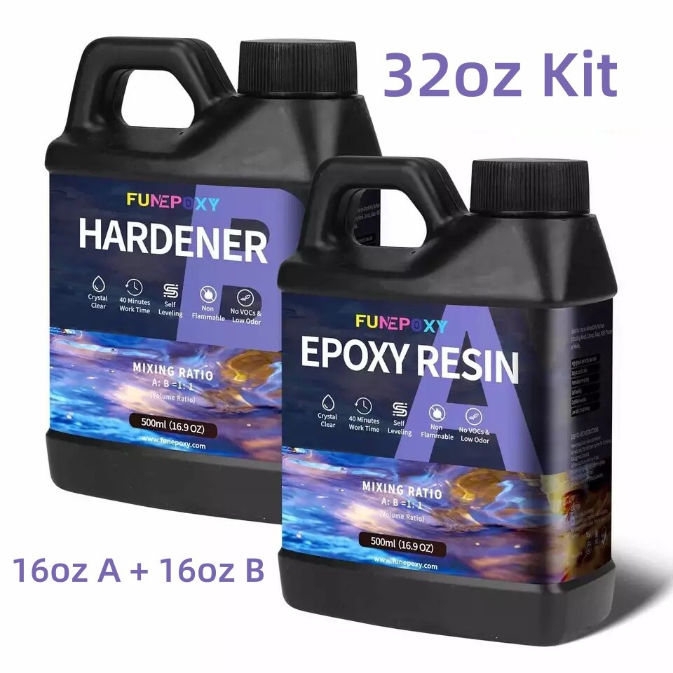 Epoxy Resin 1:1 Kit Crystal Clear, UV Resistant, Self Leveling Bulk 64OZ/1Gallon