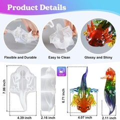Let’s Resin Large Axolotl Molds Silicone, 3D Detailed Medium, clear