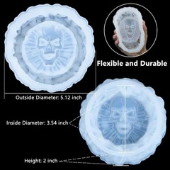 Resin Mold, Silicone Ashtray Mold Halloween Skull DIY Craft Gift Epoxy Resin Cas