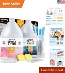2 Gallon Crystal Clear Epoxy Resin Kit, High Gloss & Bubbles Free Resin Suppl…