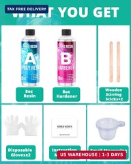 Crystal Clear Epoxy Resin Kit, 16OZ Epoxy Kit – High-Gloss & Bubbles Free, Self-