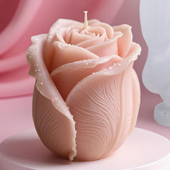 Large Tulip Bud Flower Succulent Leaves Cylinder Molds Silicone Wave Spiral Cand