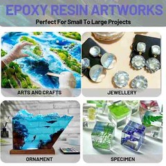 Crystal Clear Epoxy Resin 2L/64oz Kit – Self-Leveling – Fast Cure 1:1 AB 2 Part
