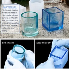 Silicone Mold 3 Pcs Cup – Cube, Cylinder, Hexagonal – DIY Makeup Brush Holder