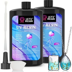 LETS RESIN UV Resin, Upgraded 500g Crystal Clear UV Resin Hard, Low Odor