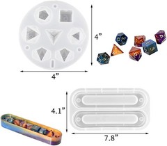 Dice Resin Molds Silicone, DND Dice and Dice Box Epoxy Resin Molds 7 Standard Po