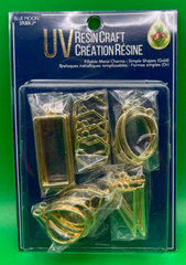 Blue Moon Studio UV Resin Craft Gold Simple Shapes Fillable Metal Charm Set