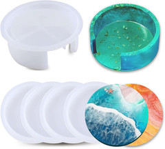 5PCS Resin Coaster Molds – round Silicone Casting Molds for Epoxy Resin Coaster
