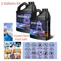 Crystal Clear Epoxy Resin – 2 Gallons Kit – Food Safe 1:1 AB Glue Fast Cure