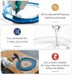 32oz Crystal Clear Epoxy Resin Kit 1:1 Ratio No Bubble Self Leveling Art Casting