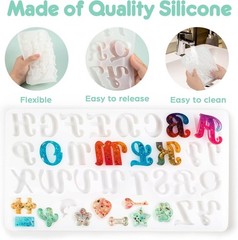Silicone Alphabet Molds Kit with Keychain Accessories and Hand Drill Included