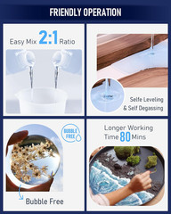 1.5 Gallon Deep Pour Epoxy Resin Kit, 2 to 4 Inch Depth High Gloss & Clear, Bubb