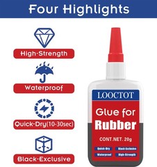 Black Rubber Glue,Super Instant Glue Bonding Between Rubbers,Rubber and Other