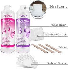 Fast-Curing Crystal Clear Epoxy Resin Kit – 16 Oz with Essential Accessories
