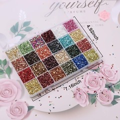 24 Colors Crushed Glass & 8 Piece Shell Flakes for Crafts, Resin, Epoxy, Nails