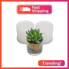 2 Pack Big DIY Cylinder Resin Silicone Molds, 2.95″ x 2.95″ – DIY Flower Pot & P