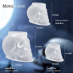 Actvty Skull Resin Mold, Set of Large, Medium, Small Silicone Transparent