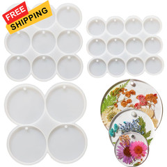 Flat Circle Resin Molds, 3Pcs Silicone Round small, medium, large, white