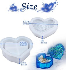 Heart Jar Resin Mold with Rose Lid Epoxy Resin Storage Box Casting Molds DIY …