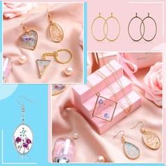 Inbagi 180 Pcs Open Bezels for Resin Jewelry Making Kit Medium to Large, Gold