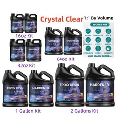 Crystal Clear Epoxy Resin — 32oz/64oz 1 Gallon Kit — 1:1 Ratio Coating Castings
